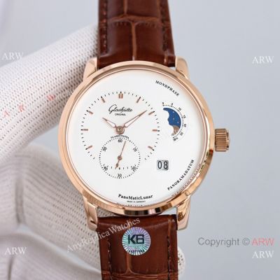 Swiss Replica Glashutte Original PanoMaticLunar Watch Rose Gold Case